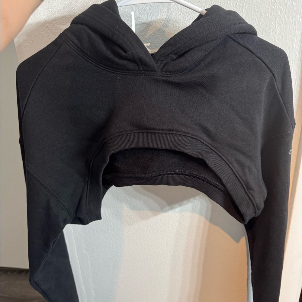 Alo Black Cropped Hoodie